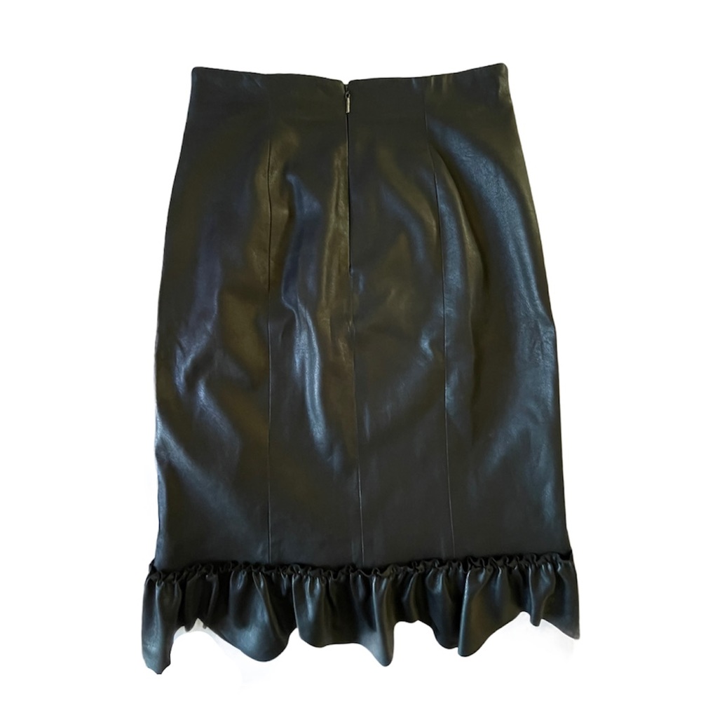 Rebecca Taylor Faux-Leather Ruffle Skirt New 6 - Picture 7 of 9